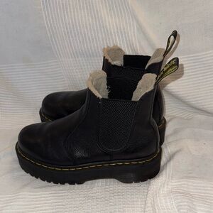 Dr. Martens Black Leather Chelsea Ankle Boots with Yellow Stitching